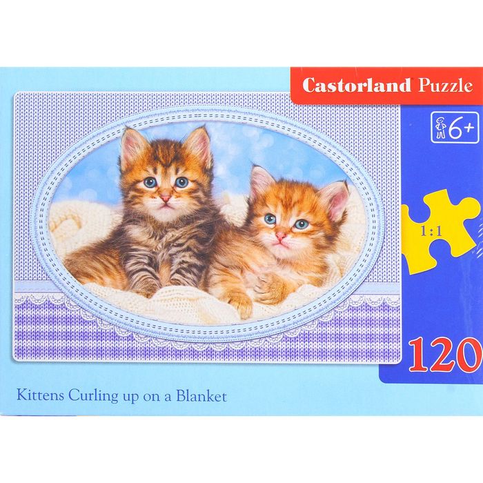 Пазлы "Котята на одеяле", 120 элементов