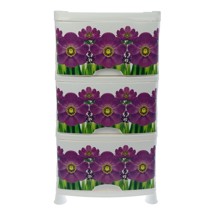 Комод 3 секции "Фиалка", цвет фуксия/белый