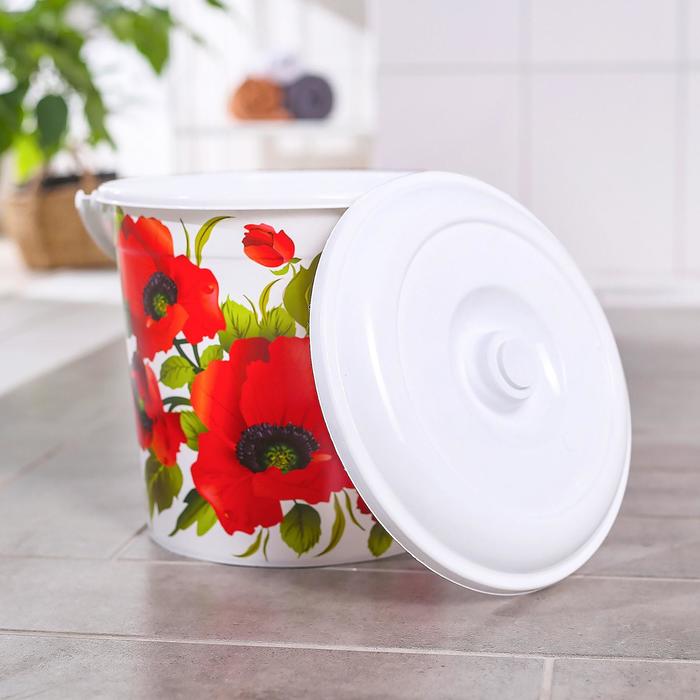 Ведро с крышкой 10 л "Красные маки"