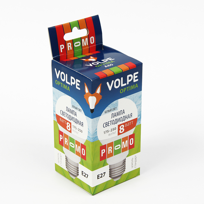 Лампа светодиодная Volpe, Е27, 8 Вт, свет белый