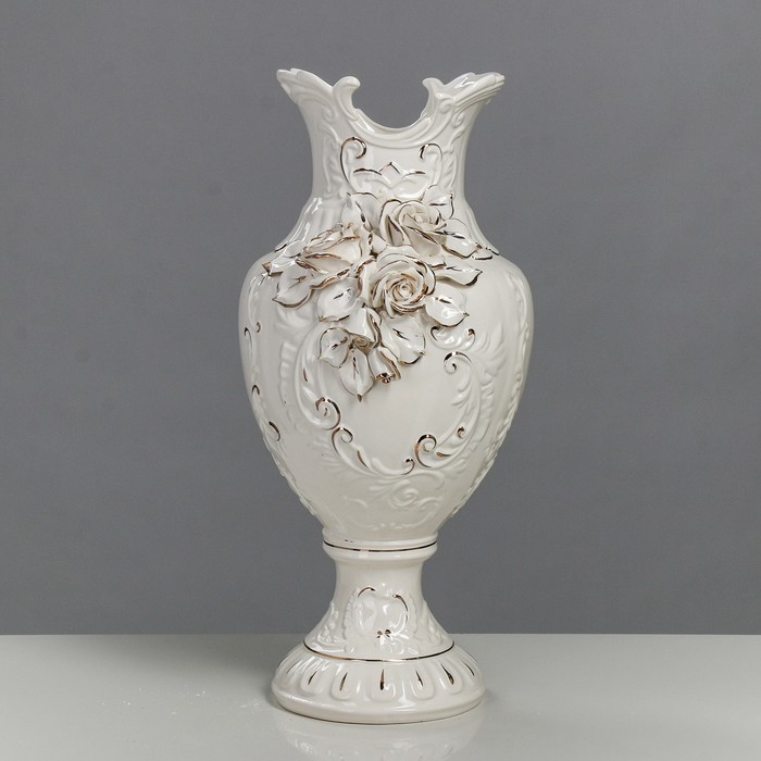 Ваза напольная "Астория" белая, лепка, без ручек