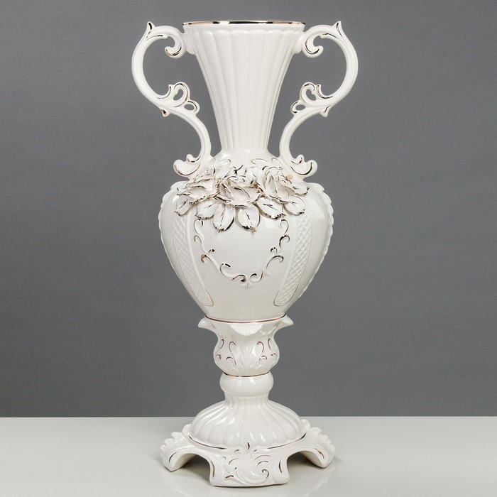 Ваза напольная "Валенсия" белая, лепка