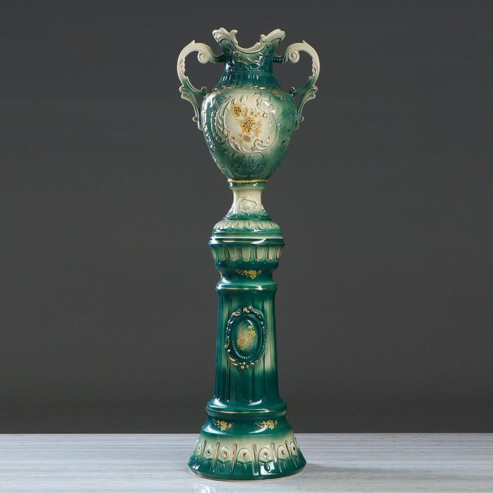 Ваза напольная "Астория" колонна, зелёная