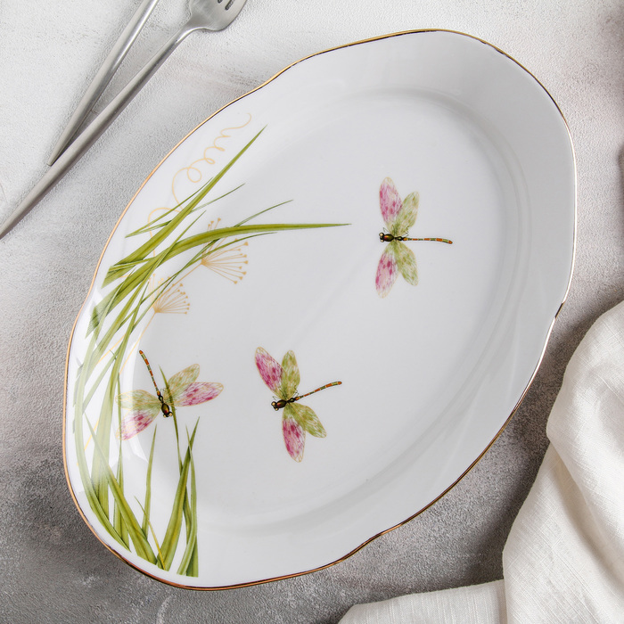 Блюдо овальное 33 см "Стрекоза"