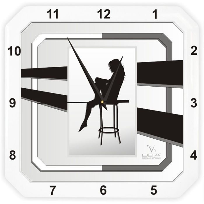 Часы настенные квадратные "Девушка", белые