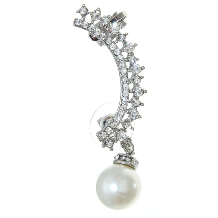 Серьга "Каффа" жемчужина, цвет белый в серебре