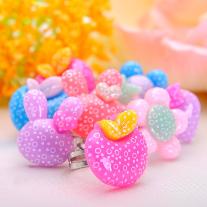 Кольцо детское "Выбражулька" в горошек, форма МИКС, цвет МИКС, безразмерное