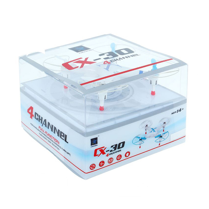 Квадрокоптер радиоуправляемый Cheerson CX-30C, с видеокамерой, 4 канала, световые эффекты, цвета МИКС