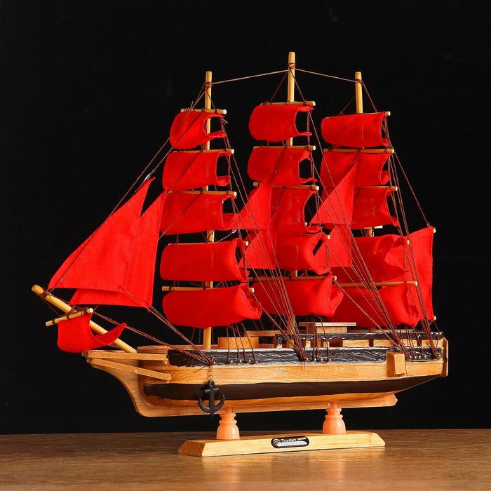 Корабль сувенирный средний «Ахиллес», паруса красные, 39х44х7 см корабль сувенирный средний атис микс 48 5х44х8 см