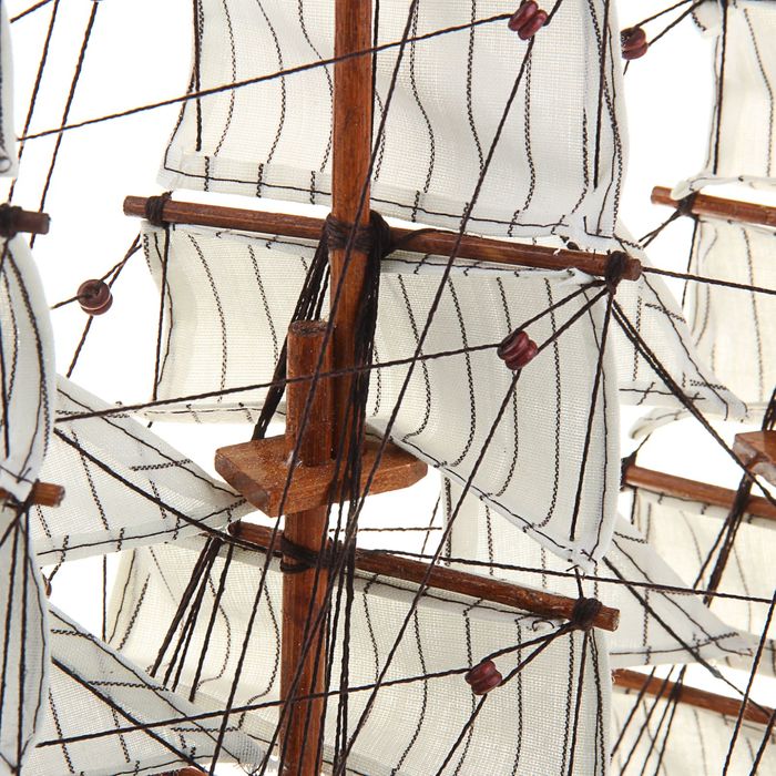 Корабль сувенирный большой «Трёхмачтовый», борта светлое дерево с полосой, паруса белые, 59 х 47 х 10 см