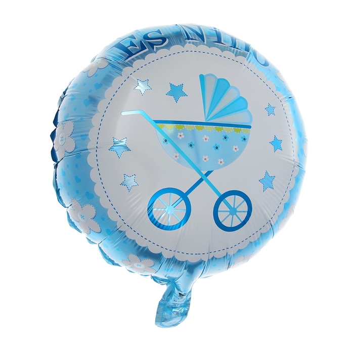 Шар фольгированный 18" "Колясочка", для мальчика, круг