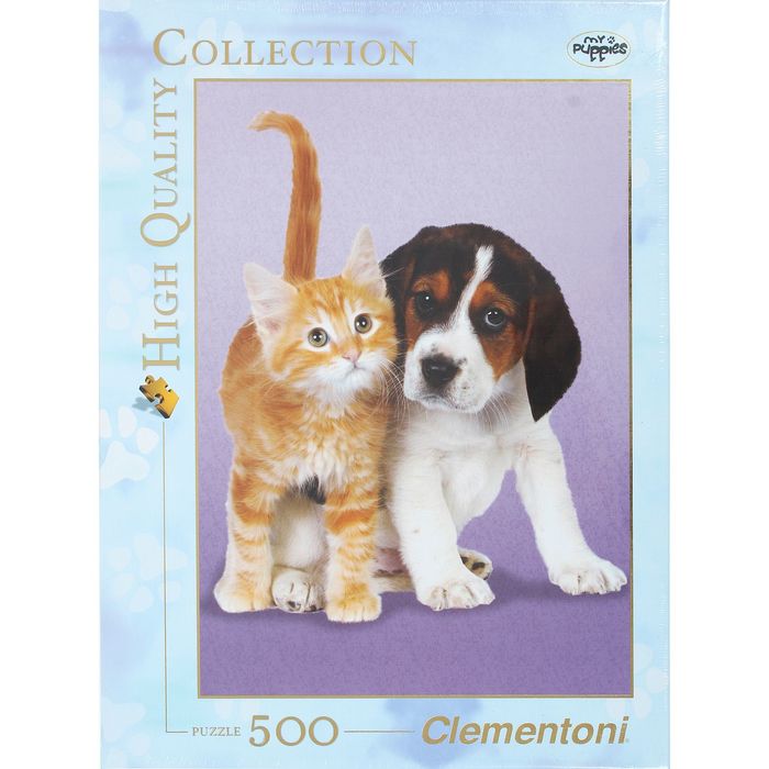 Пазл "Котёнок со щенком", 500 элементов