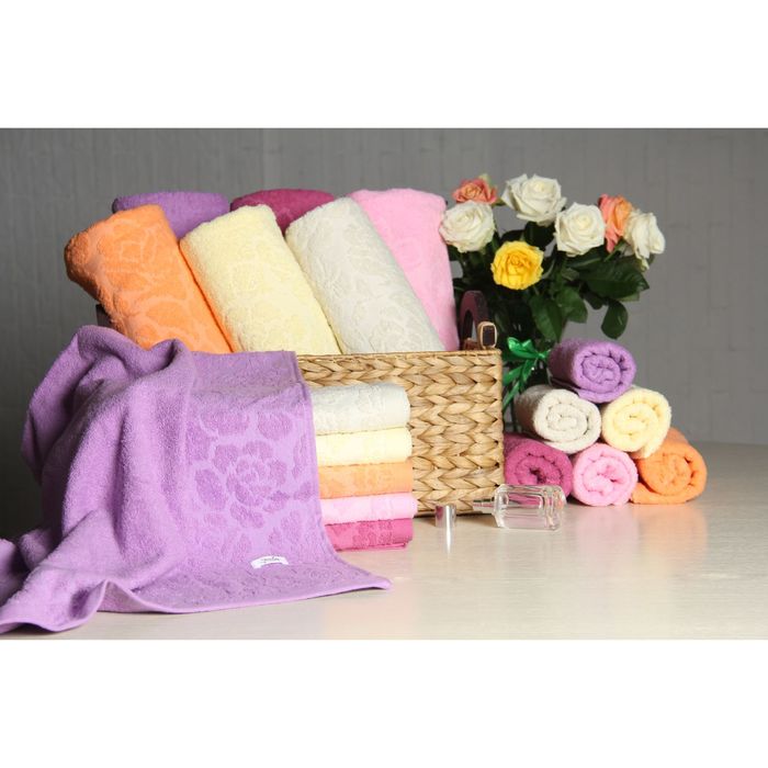 Полотенце махровое "Этель" Флоренция сиреневый 50*90 см, 100% хлопок, 400гр/м2