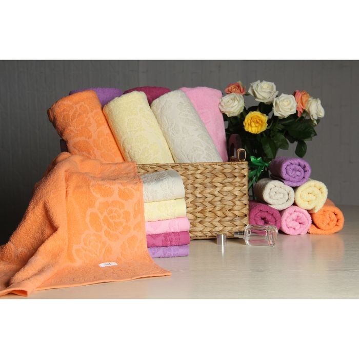 Полотенце махровое "Этель" Флоренция оранжевый 50-90 см, 100% хлопок, 400гр/м2