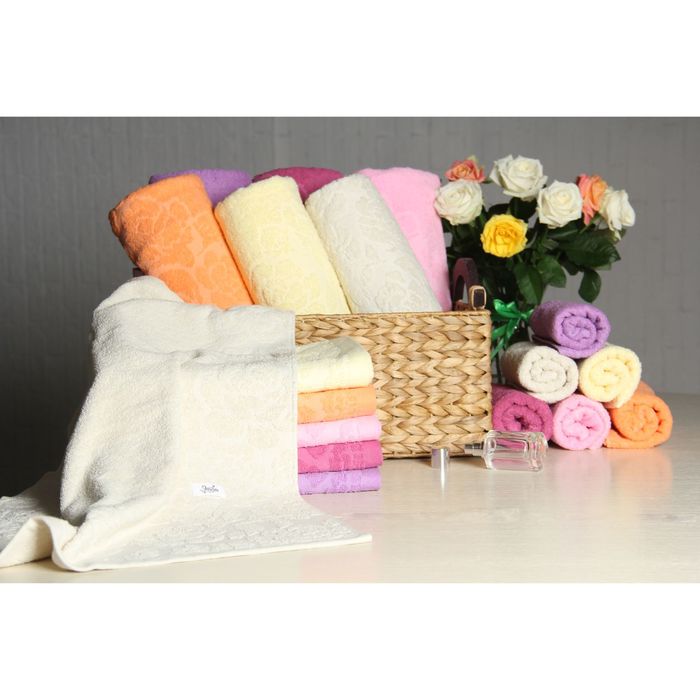 Полотенце махровое "Этель" Флоренция кремовый 50-90 см, 100% хлопок, 400гр/м2