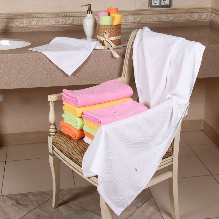 Полотенце махровое "Этель" Аморэ белый 30*70 см, 100% хлопок, 400гр/м2