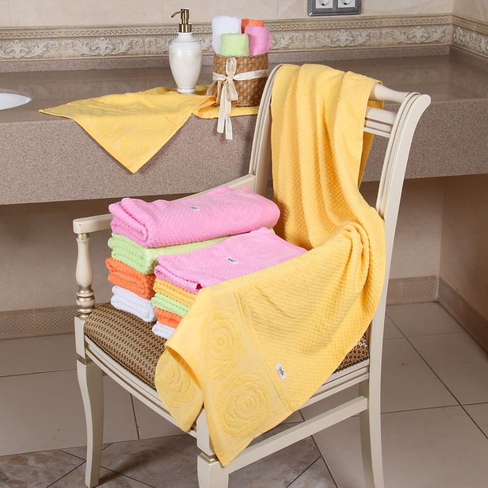Полотенце махровое "Этель" Аморэ желтый 30*70 см, 100% хлопок, 400гр/м2