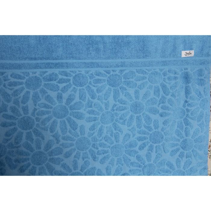 Полотенце махровое "Этель" Герберы голубой 70*140 см, 100% хлопок, 400гр/м2