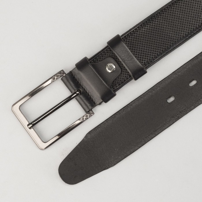 Ремень мужской, винт, пряжка под металл, ширина - 4см, чёрный