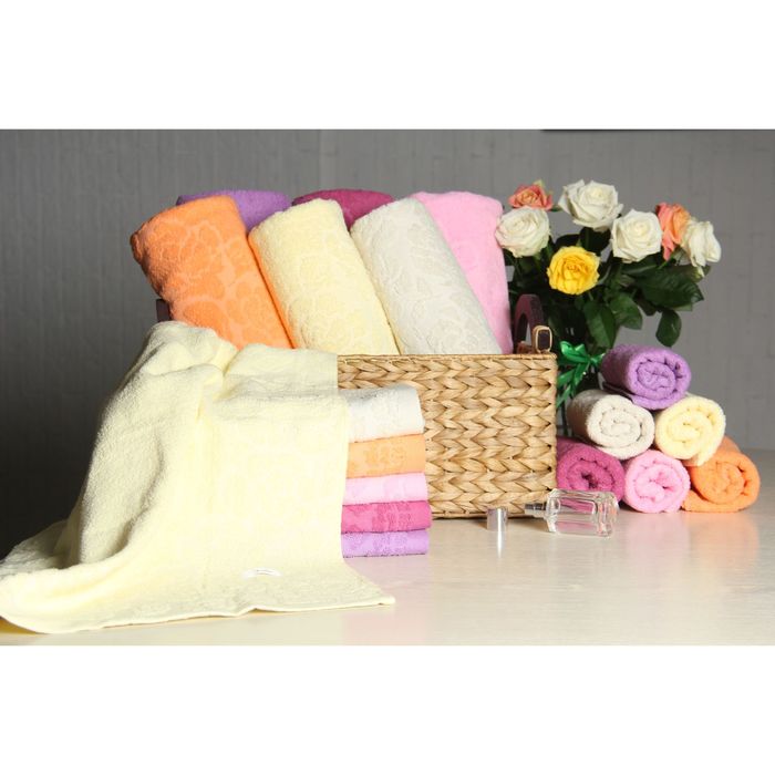 Полотенце махровое "Этель" Флоренция светло-желтый 50*90 см, 100% хлопок, 400гр/м2