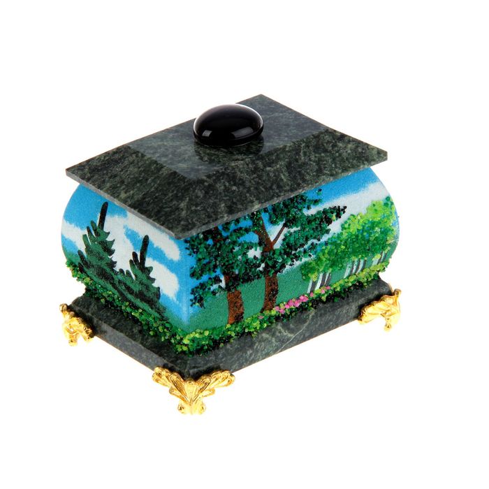 Шкатулка "Лето" рисованная на ножках 112209 5х7 см змеевик