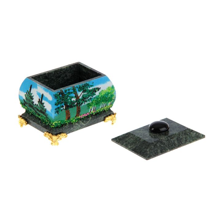 Шкатулка "Лето" рисованная на ножках 112209 5х7 см змеевик