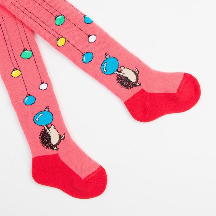 Колготки детские плюшевые ПФС70-2411, цвет коралловый, рост 80-86 см