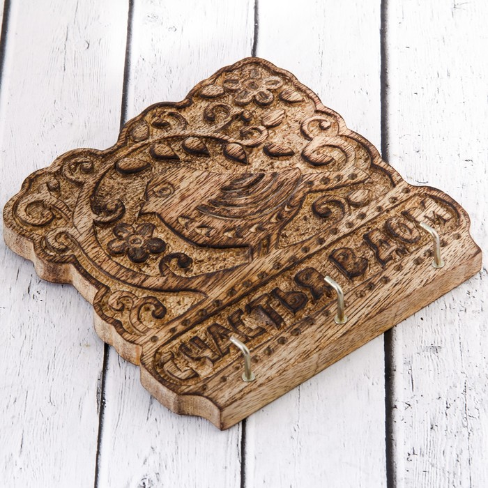 Ключница "Счастья в дом" дерево манго