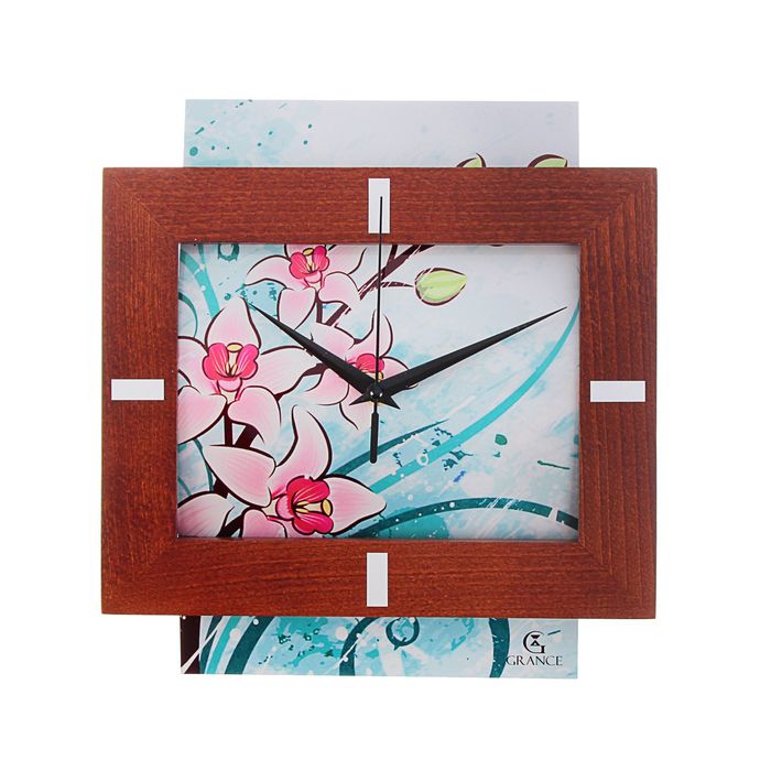 Часы настенные "Grance", цветок, венге