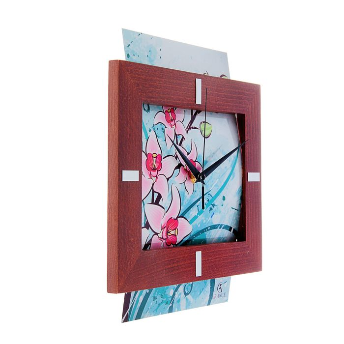 Часы настенные "Grance", цветок, венге
