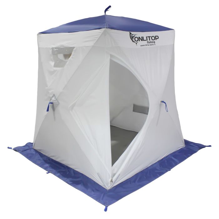 Палатка «Призма Люкс» 150, трёхслойная, цвет белый/синий