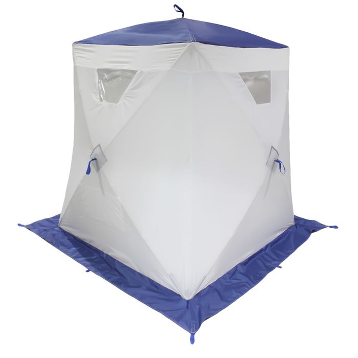 Палатка «Призма Люкс» 150, трёхслойная, цвет белый/синий