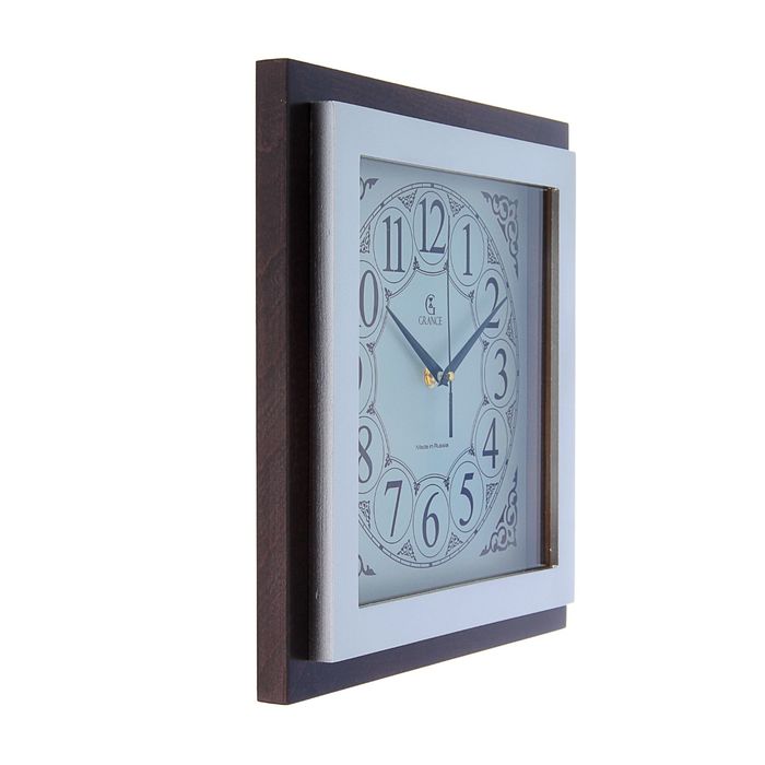 Часы настенные H-01 "ВЕНГЕ - СИЛЬВЕР" (дерево, металл, стекло) 330х330х40 мм