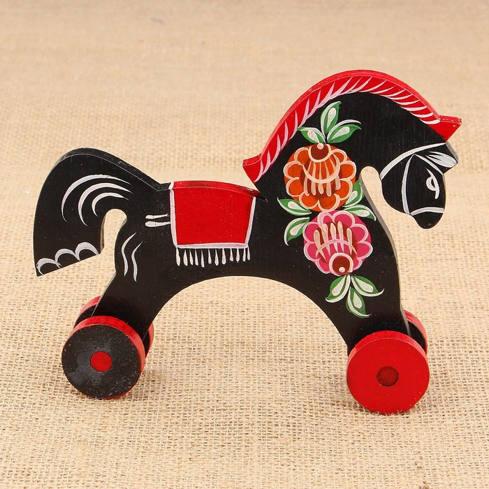 Сувенир «Лошадка», малая, городецкая роспись, микс