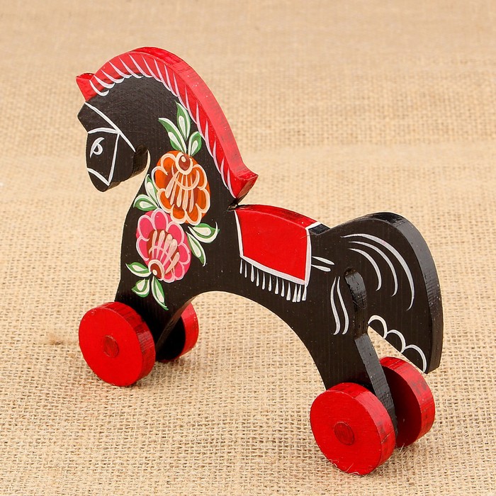 Сувенир «Лошадка», малая, городецкая роспись, микс