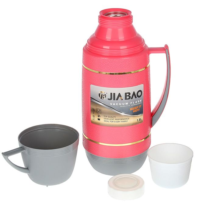 Термос с ручкой «Два цвета», 1.8 л, 2 кружки, 6-8 ч, микс