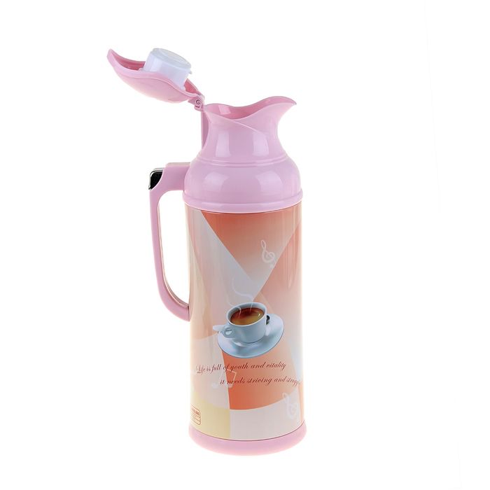 Термос-кофейник с кнопкой «Чашка кофе», 2 л, розовый