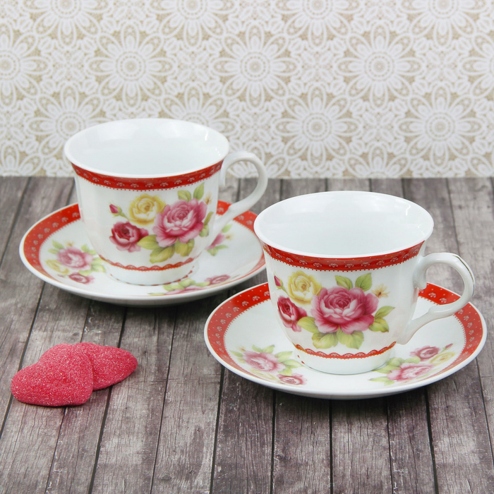 Набор чайный "Первый цвет", 4 предмета: 2 чашки 210 мл, 2 блюдца