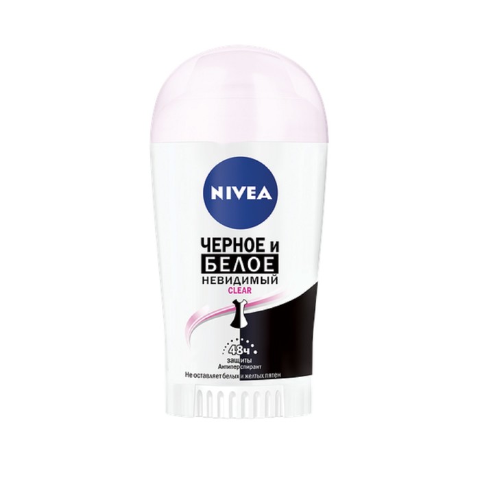 Дезодорант-антиперспирант Nivea "Невидимая защита для черного и белого", стик, 40 мл