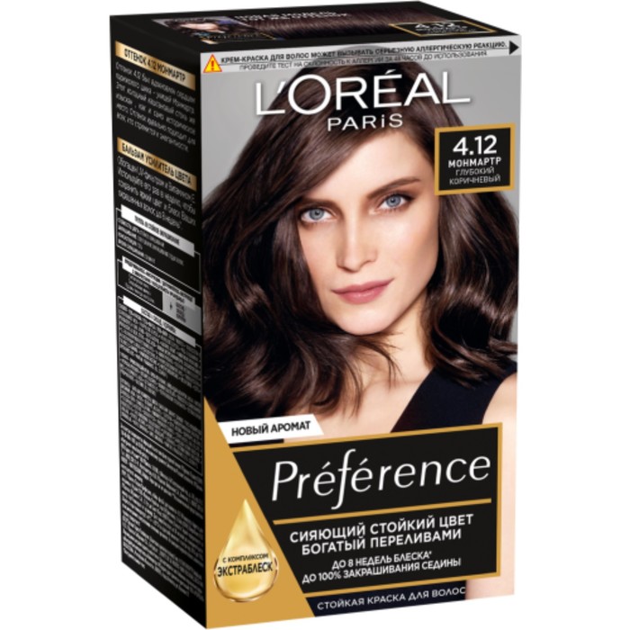 Краска для волос L'Oreal Preference, 4.12, "Монмартр", 174 мл