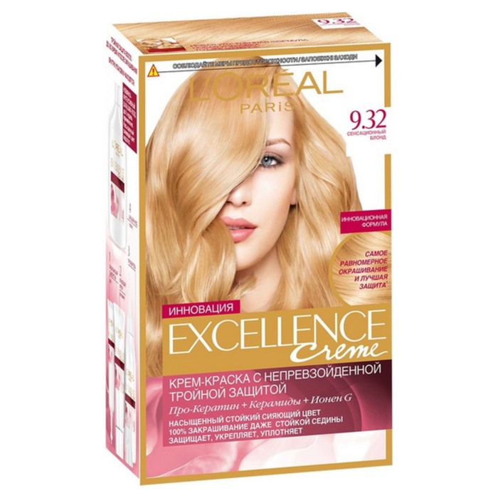 Краска для волос L'Oreal Excellence, 9.32, сенсационный блонд, 270 мл