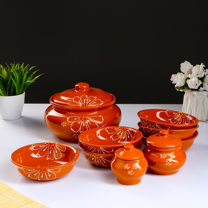 Набор "Для пельменей", 9 предметов: кастрюля 2 л, 2 соусника 230/150 мл, 6 мисок 400 мл, цвет бежевый