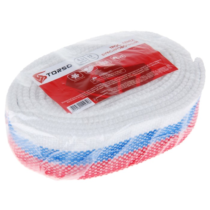 Трос-лента буксировочный TORSO Standart, 12 т, 4,5 м, 2 крюка