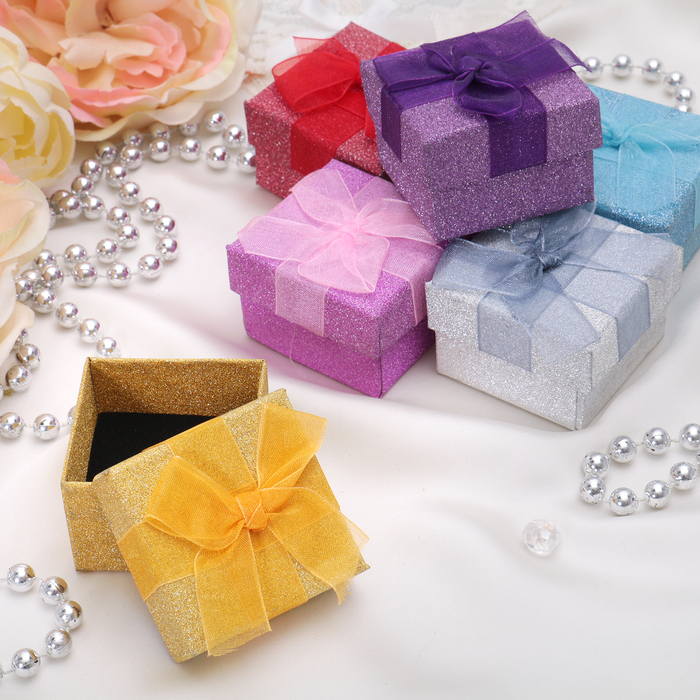 Коробочка подарочная под кольцо &quot;Блёстка&quot;, 5*5*3,5, цвет МИКС