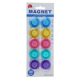 Набор магнитов для доски, 10 шт., d-3 см, прозрачные, на блистере, МИКС
