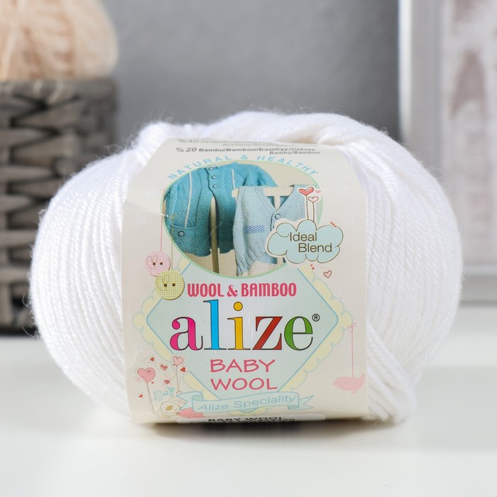 Пряжа Baby Wool 40% шерсть, 40% акрил, 20% бамбук 175м/50гр (55 белый) gazzal baby wool 828 розовый 40%мериносовая шерсть 20%кашемир 40%акрил 1 моток