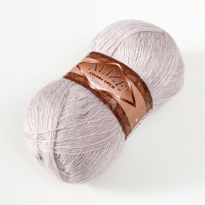 

Пряжа "Angora Gold Simli" 75% акрил, 20% шерсть, 5% металлик 500м/100гр (168 белая зима)