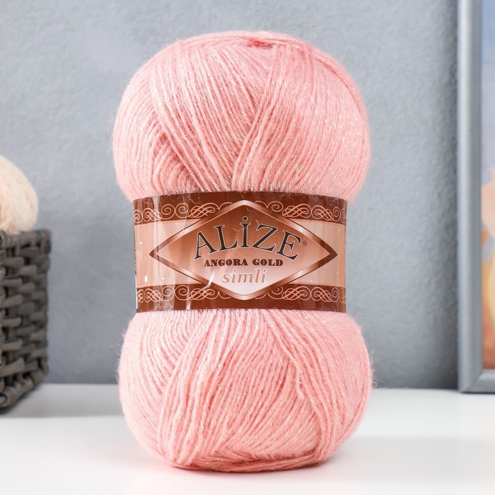Пряжа "Angora Gold Simli" 75% акрил,20% шерсть,5% металлик  500м/100гр (161 пудра)