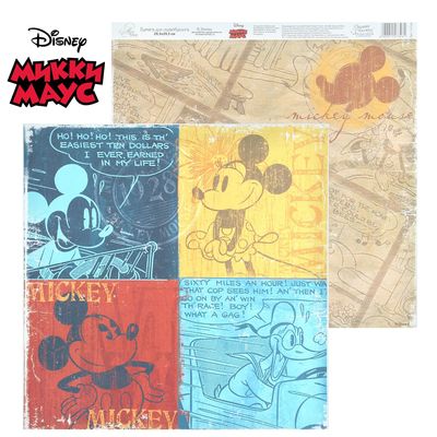Бумага для скрапбукинга "Old's cool: Mickey", Микки Маус и друзья, 29.5 х 29.5 см, 160 г/м²