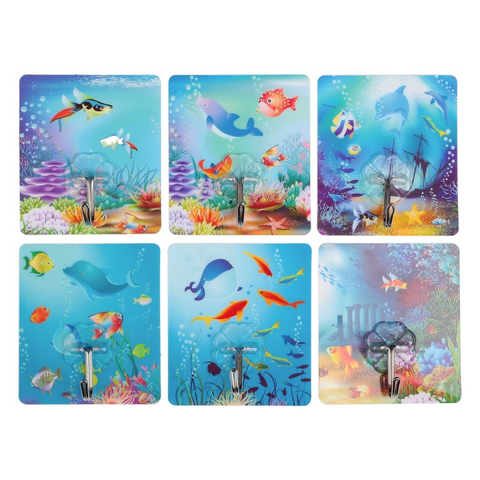 Крючок-наклейка "Подводный мир", цвет МИКС